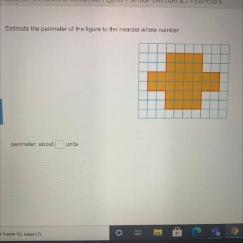 Estimate the perimeter of the figure to the nearest whole number.
perimeter: about __ units