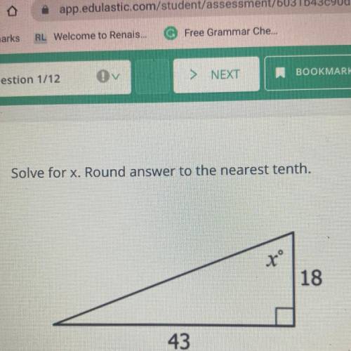 Solve for x. Round answer to the nearest tenth.
18
43