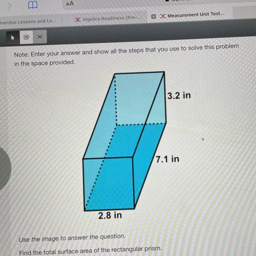 Find the total surface area of the rectangular prism.