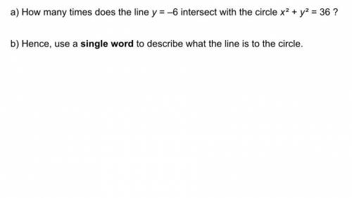 How many times does the line y=-6 intersect with the circle x^2+y^2=36?