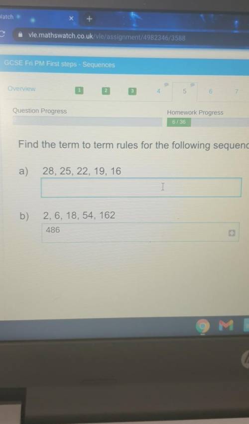 Find the term to term rules for the following sequences. 28 25 22 19 16 .​