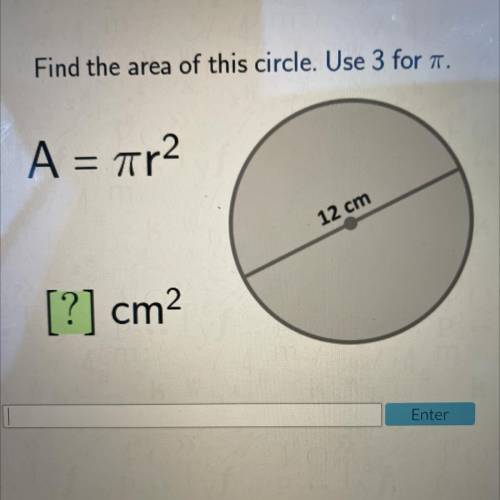 Find the area of this circle. Use 3 for pi