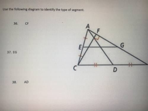 Can someone help me ASAP???Identify line segments of this triangle. Thank you so much