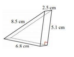 What is the surface area of this triangular prism rounded to the nearest tenth?

A. 63.3cm2
B. 75.