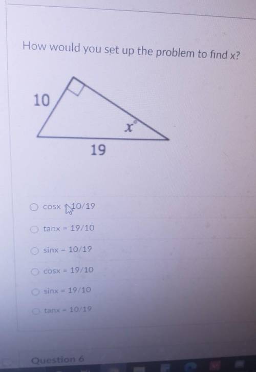 How would you set up the problem to find x? 10 19​
