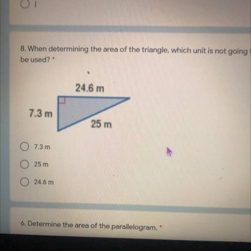 Determine the are of the triangle