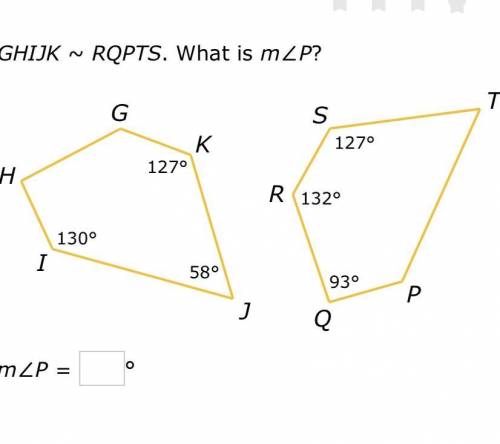 GHIJK~RQPTS. What is m∠P?