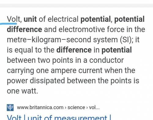 Potential difference is measured in which units?
volts
amps
currents
watts