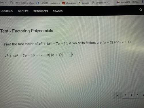 Find the last factor of x^3+4x^2-7x-10, if two of its factors are (x-2) and (x+1)

NEED HELP ASAP