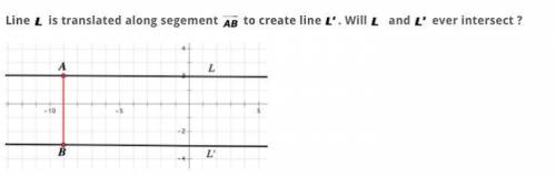 PLEASE HELP AND ANSWER

Yes, line L' is now the same as L.
Yes, parallel lines always eventua
