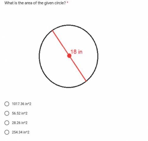 Hurry plz What is the area of the given circle?