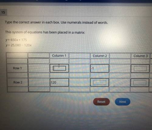 Type the correct answer in each box. Use numerals instead of words.

This system of equations has