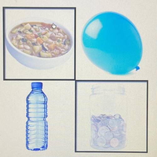 Which images show a container holding a heterogeneous mixture?