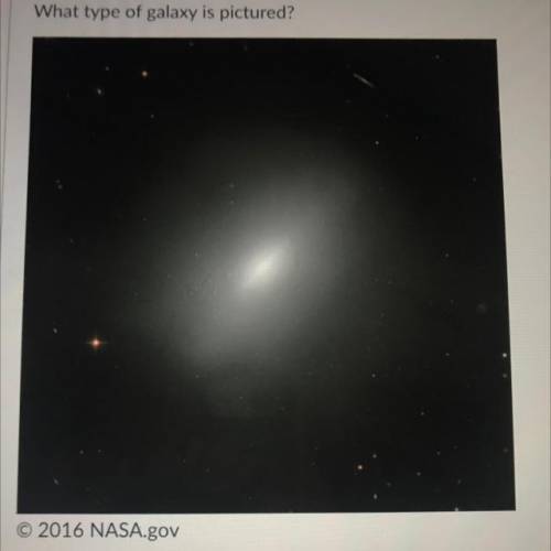 What type of galaxy is pictured?
•elliptical 
•irregular 
•lens
•spiral