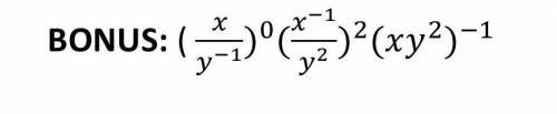 〖x/y^(-1) )〗^0 〖(x^(-1)/y^2 )〗^2 〖(xy^2)〗^(-1)
Exponent solving