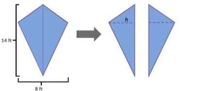 A kite was broken into two triangles. What is the height, h, of one of the triangles? *

2 points