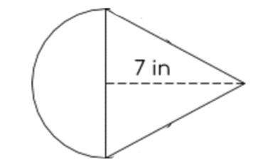 The radius of the SEMI-CIRCLE is 4 inches. Find the total area created by the SEMI-CIRCLE and TRIAN