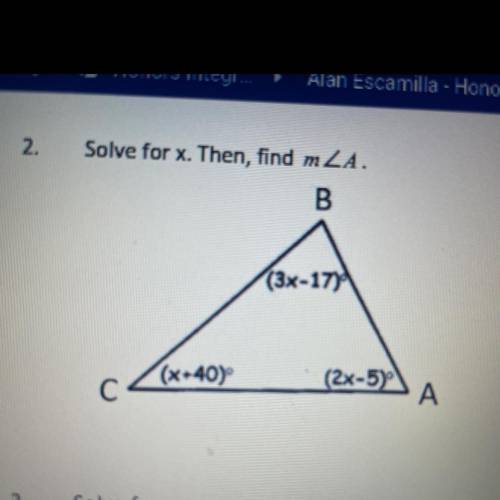 Solve for X then find m