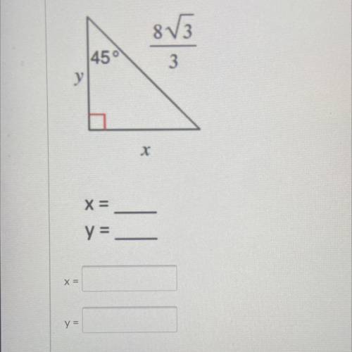 Find the side lengths of the following right triangles in the picture below. Leave

your answer in