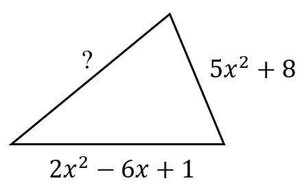If the perimeter of the triangle below is 4x2−4x+9, what is the length of the missing side in terms