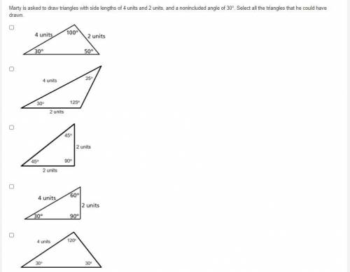 Will mark 20 points please hurry and help!!

Marty is asked to draw triangles with side l