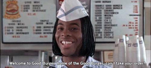Welcome to Good Burger Home of the Good Burger may i take your order?