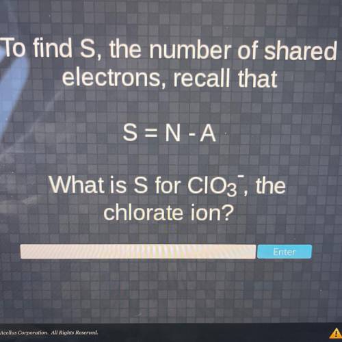 What is S for ClO3-, the chlorate ion?