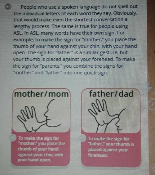 Look at the pictures and the text that goes with them. How is the sign for father different from
