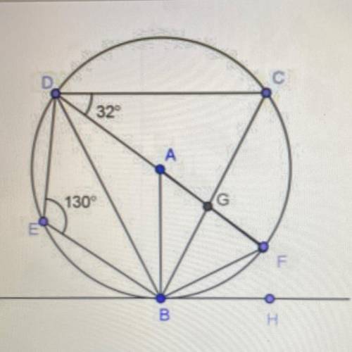 BH is tangent to circle A and DF is a diameter. Which statements are correct?

A)
m
B)
m
m
D)
m
E)