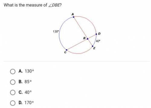What is the measure of angle DBE