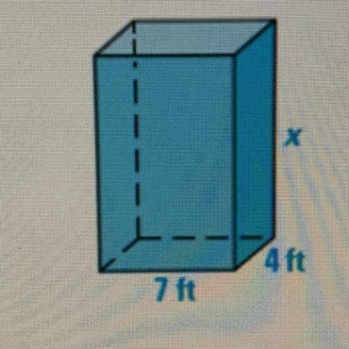 Solve for X when the surface area is 298ft^2