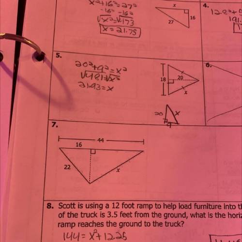 Help please number 7!! it’s using the pythagorean theorem