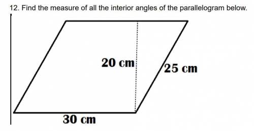 Find the measure of all the interior angles of the parallelogram below.