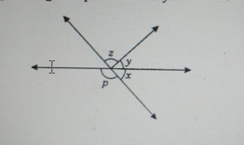 In the given figure p=120° and y : z=2 : 3 Find x, y and z​