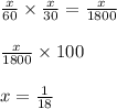 \frac{x}{60}  \times  \frac{x}{30}  =  \frac{x}{1800}  \\  \\  \frac{x}{1800}  \times 100 \\  \\ x =  \frac{1}{18}