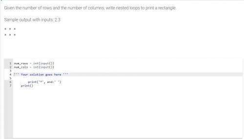 Given the number of rows and the number of columns, write nested loops to print a rectangle. (PYTHO