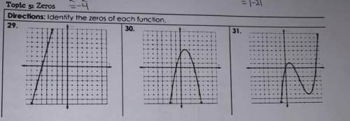 Identify the zeros of each function please