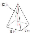 What is the perimeter of the base, p, of this square-based pyramid? (attached image