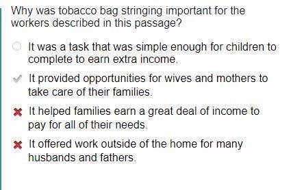 Why was tobacco bag stringing important for the workers described in this passage?

Your answer is