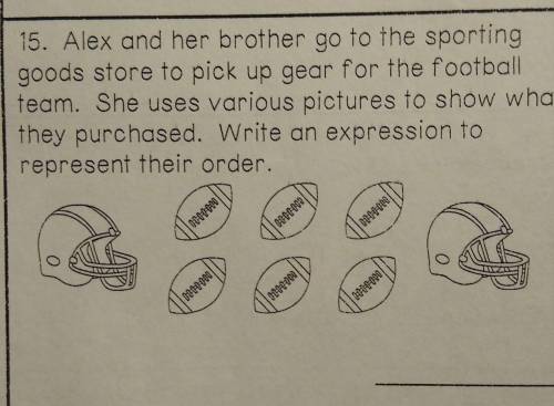 Alex and her brother go to the sporting goods store to pick up gear for the football team. She uses
