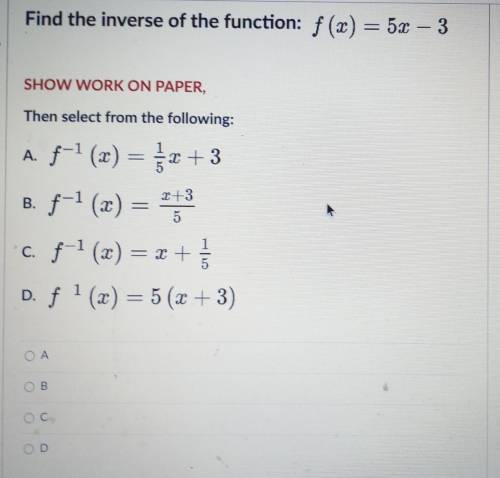 Find the inverse of the function. Please help.​