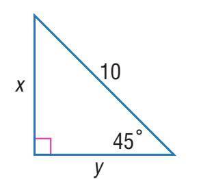 In the Special Right Triangle below, solve for the value of y. Y = _____ (keep your answer in simpl