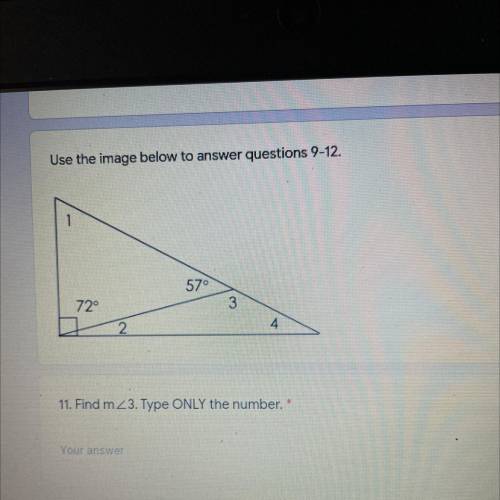 Use the image below to answer questions 9-12 find the measure of angle 3