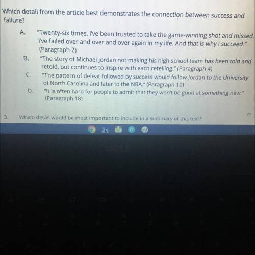 I need help with homework. Basically, which one seems more connection to success and failure, i kno