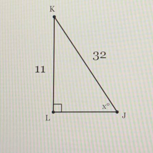 In △JKL, the measure of ZL=90°, KL = 11 feet, and JK = 32 feet. Find the measure of

 
ZJ to the ne