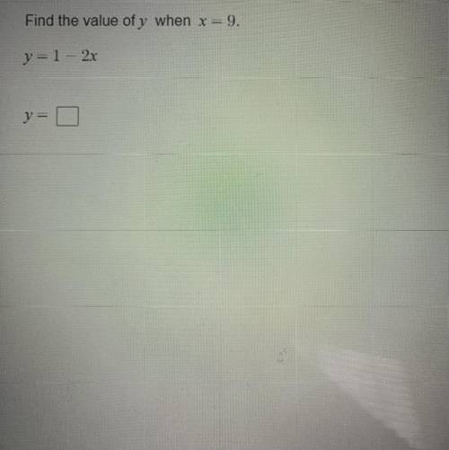 Find the value of y when x=9
