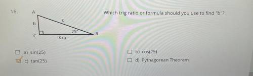 16) l help I have the answer I just need to show the work

Which trig ratio or formula should you