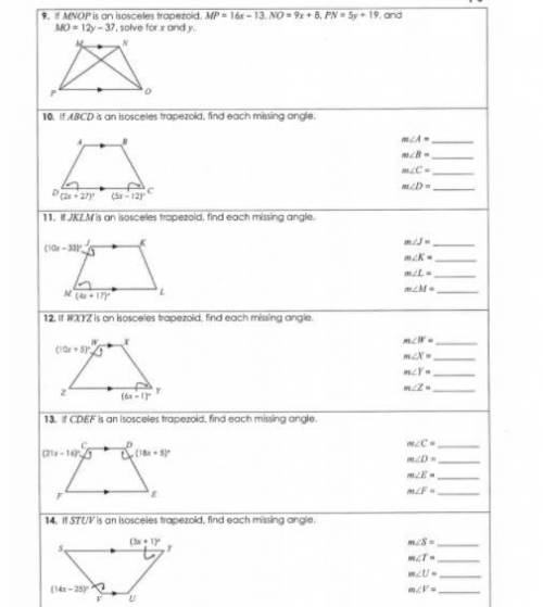 I need someone to help me with these trapezoids for Geometry.