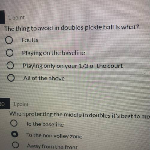 The thing to avoid in doubles pickle ball is what?