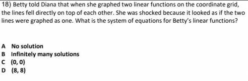 Betty told Diana that when she graphed two linear functions on the coordinate grid,

the lines fel